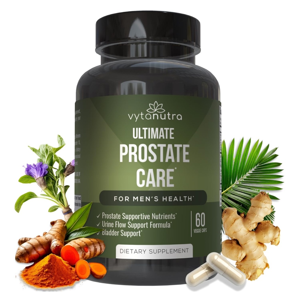 Ultimate Prostate Supplement for Men – Vegan Saw Palmetto, Nettle Root, Pygeum, Turmeric, Zinc, Vitamin D3 – Supports Healthy Prostate Function & Urinary Health – 60 Capsules (Pack of 1)
