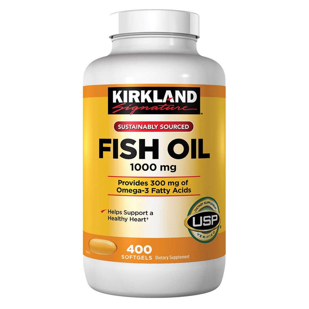 Kirkland Signature Natural Fish Oil 1000 mg med 300 mg Omega-3 - 400 ct (pakke med 2)