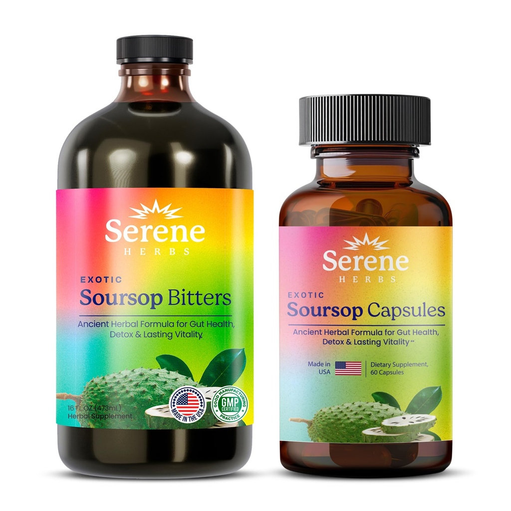Serene Herbs Complete Detox & Energy Stack – Soursop Bitters + Soursop Capsules Combo