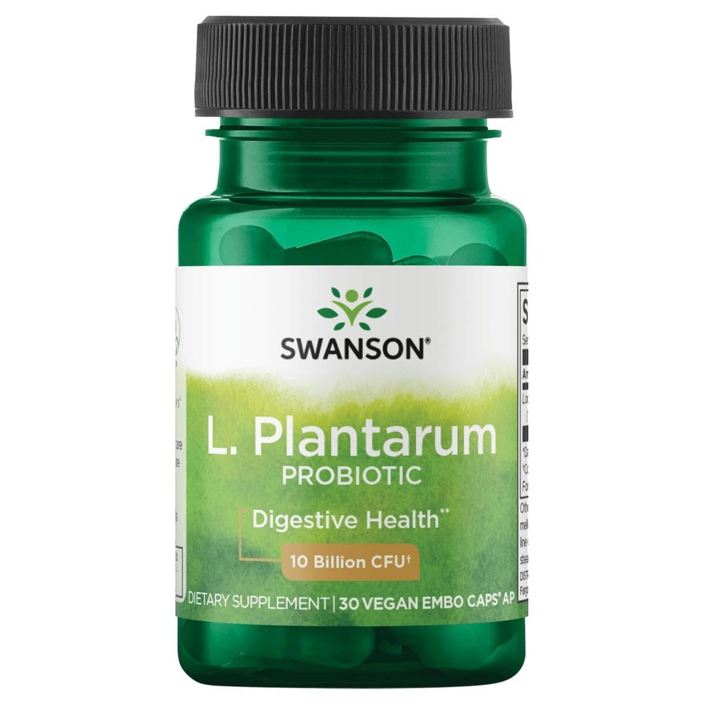 Swanson L. Plantarum - fordøjelsestillæg Fremme Gastrointestinal balance & tarmregularitet - Naturlig formel til at hjælpe med at reducere bloating - (30 Veggie kapsler)