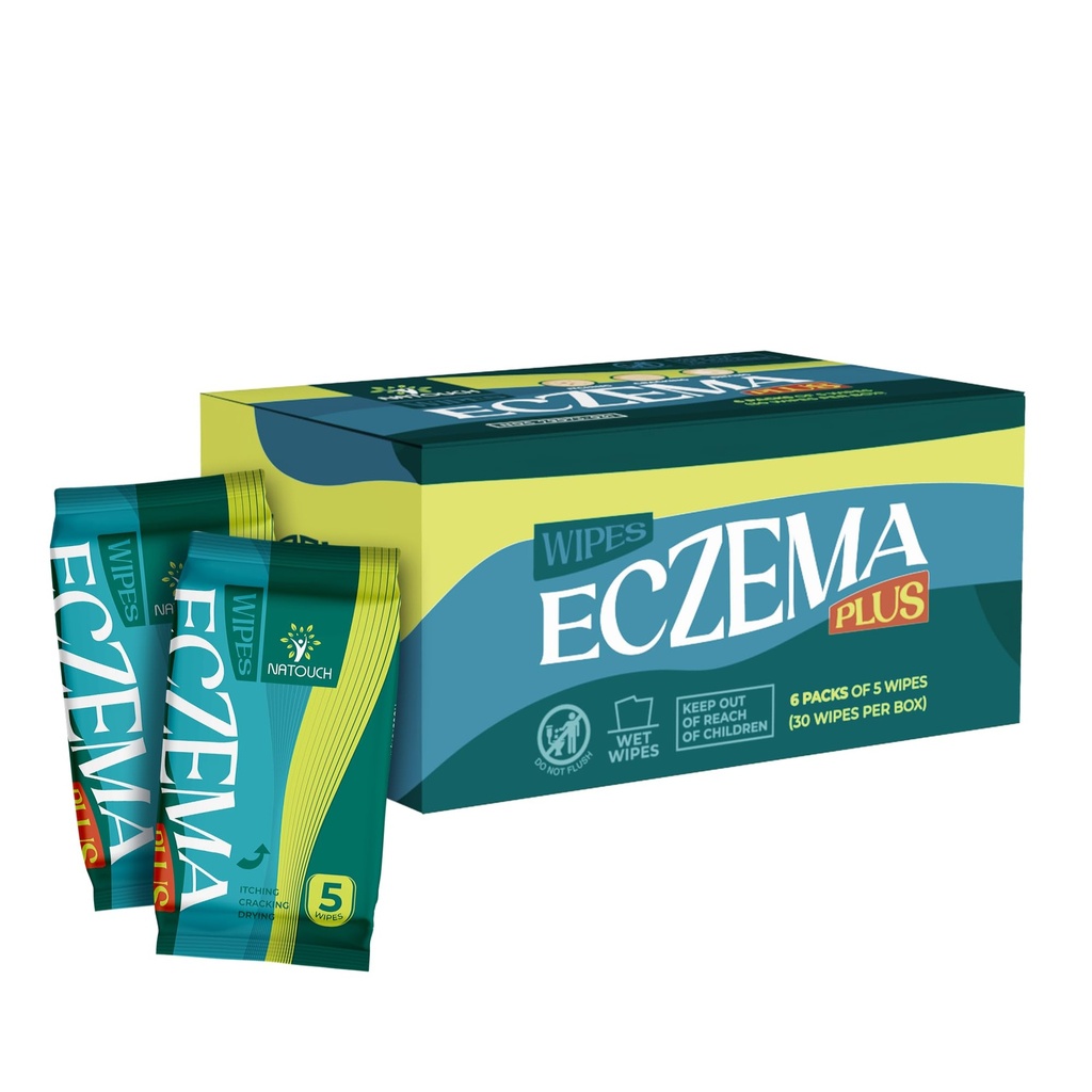 Eksem Wipes All- Natural Fast fungerende Eksem Relief, Straks lindrer & køler Kløe, krakning og tørring, Hudbeskyttende Økologiske tørre