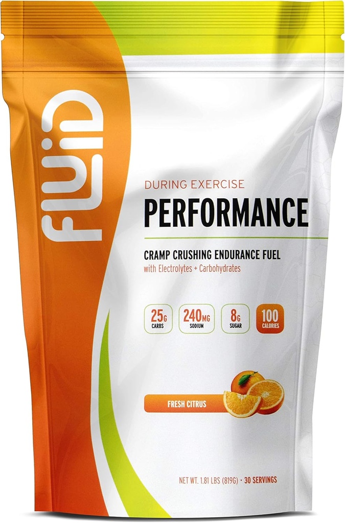 Fluid ydeevne - Lavt sukker Endurance Fuel Sport drikke mix med elektrolyter, Alle naturlige ingredienser, Gluten- Gratis for før eller under øvelse (Friske Citrus, 30 Servering)