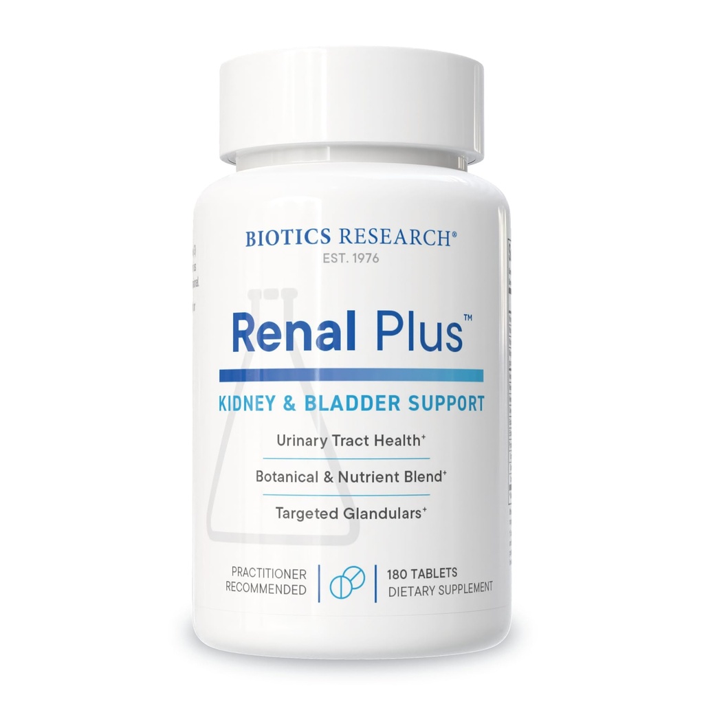 Biotics Research Renal Plus - Botanisk, Glandulær og ernæringsmæssig støtte til optimal renal funktion. Nyre Sundhed & Understøtter Urologisk funktion -Ulva ursi, Buchu Leaf, Echinacea, Cranberry- 180Tabs