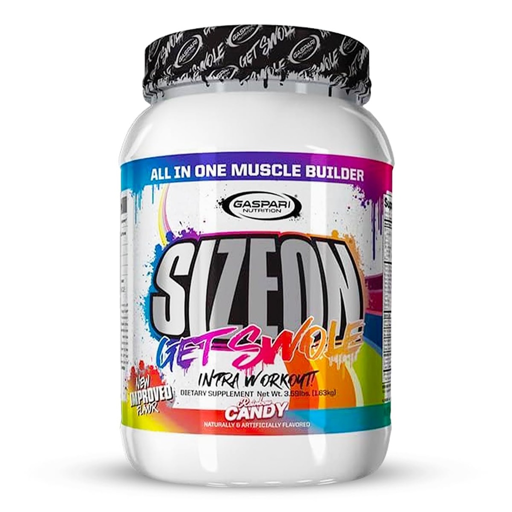 Gaspari Nutrition SizeOn, Ultimate Hybrid Intra-Workout Aminosyre & Creatin Formel, Øget muskelvolumen & Muscle Inddrivelse (3.59 Pounds, Rainbow Candy)