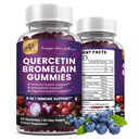 (2 Pack) Quercetin Gummies med bromelain Zink Elderberry Vitamin C D3 K2, Quercetin 1000mg Supplement med bromelain 500mg til cardiovaskulær, immunsystem & allergi, Vegansk Gummy til voksne & Kid