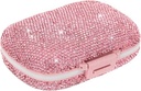 Cute Pill Organizer Lille Bling Pill Case for Purse Medicine Vitamin Container Holder Daily Pill Box Container til kvinder Travel Medicine Kit (Pink)