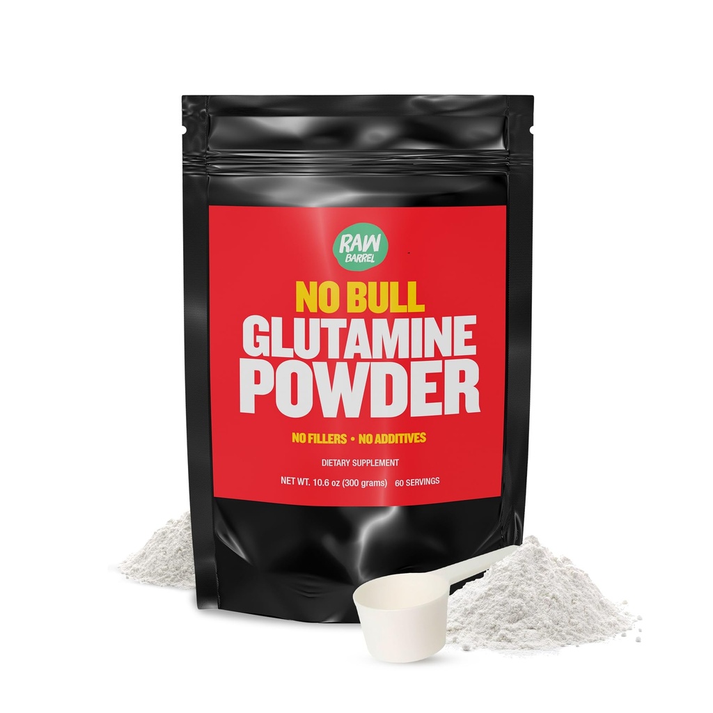 "No Bull" L- Glutamin Powder - Unflavored og Mikroniseret Glutamin, Pure L Glutamin Powder, Non GMO, L Glutamin Supplement, naturligt Vegansk, Vegetarisk og Gluten Free, 300g
