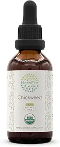 Chickweed B60 USDA Organic Tincture against 124; Alcohol- Free Extract, High- Potency Herbal Drops against 124; Certified Organic Chickweed (Stellaria Media) Tørret Herb (2 oz)