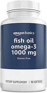   Basics Fish Oil Omega-3 1000 mg, 90 Softgels (1 per Serving), Gluten Free (Pack of 2)