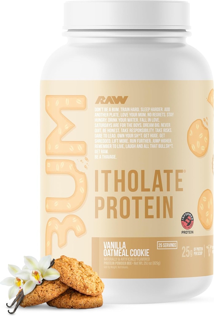 RAW Whey Isolate Protein Powder, Vanilla Havregryn Cookie (CBUM Itholate Protein) - 100% Grass-Fed Sport Nutrition for Muscle Growth & Recovery - Low- Fat, Lavt Carb, naturligt smag - 25 Servere