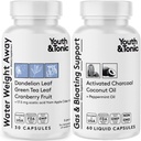 Vandvægt Væk & Gas og Bloating - Diuretic & Charcoal piller til Bloating Relief - Støtte til vandretention, hævede ben og fordøjelsesbesvær - Pebermynte & kokosolie - 90 piller