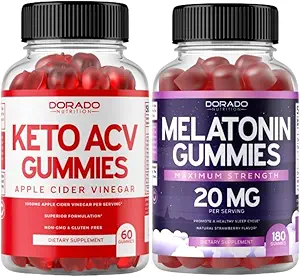Keto ACV Gummies (60 Greve) Advanced Weight Loss Formel og Melatonin Gummies (180 Greve) - Hurtig opløsning Melatonin Gummies for voksne med høj potens - Ikke GMO, Vegansk supplement & Lavet i USA