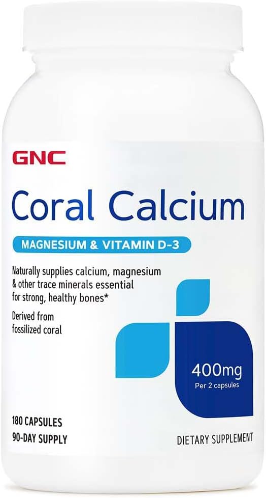 GNC Coral Calcium 400mg Supplement, Supports Strong Bones, 90 Servings