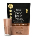 SAVVY Bone Broth Power Chocolate Protein Powder, 23g Protein, 12g Collagen & Glutamine, Muscle, Joint, Digestive & Skin Health, Keto, Dairy Free, Award-Winning Bone Broth, 560g (16 Servings)