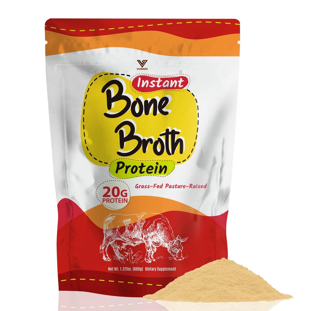100% Grass-Fed Bone Broth Collagen Powder | Unflavored & Unsweetened Instant Protein for Coffee & Smoothies | Keto-Friendly, Gluten-Free, Non-Dairy | Gut Health & Joint Support Supplement