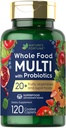 Naturens Fortune Hel Food Multivitamin med Probiotika 4004; 120 Overtrukket Caplets 4004; Lavet med 20 Frugter og Grøntsager 4004; Non- GMO & Gluten Free Supplement