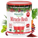 MacroLife Naturals Miracle Reds Superfood Supplement Powder Antioxidanter Polyphenoler Enzymes Probiotika - Raw Non- GMO Organic Vegan Gluten & Dairy Free - 30oz (90 Servere) 30oz