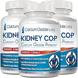 KIDNEY C.O.P. Calciumoxalat Protector 120 Capsules, Nyre Support til Calcium Oxalat krystaller, Hjælper Stopper Gentagelse af Stones, Stærkere end Chanca Piedra Stone Breaker Kosttilskud, 3 Pack