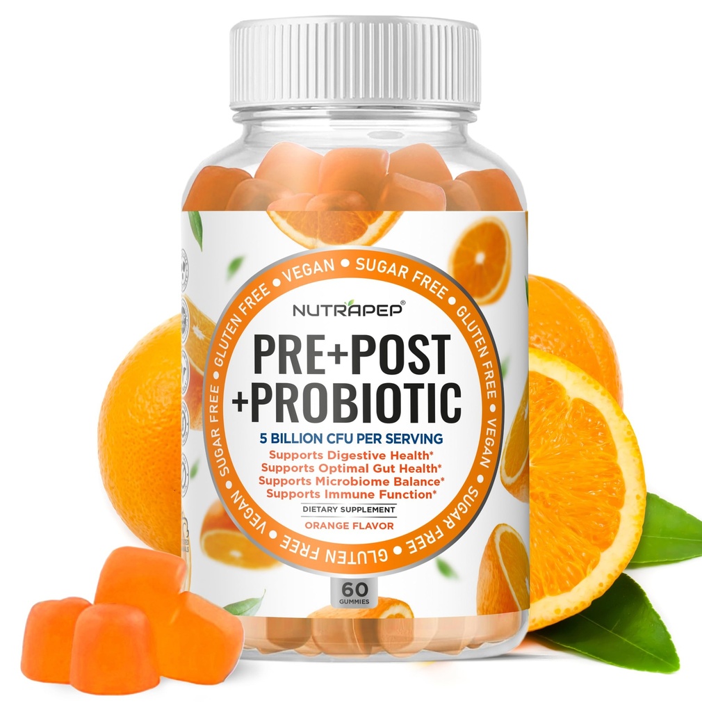 Prebiotic Probiotic & Postbiotic Gummies for Women Men & Kids Children - High Potency 5 Millioner CFU - Sugar- Free & Gluten Free