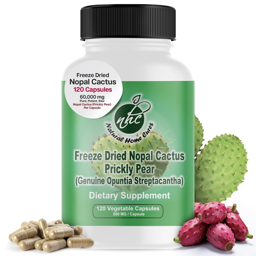 Nopal kaktus kapsler - Fryse Tørret Prickly Pære Uddrag - Fiber supplement til Metabolic Health Support - Rich in Betalains & Nitrater - Non- GMO - 120 Veggie Caps (1 flaske)