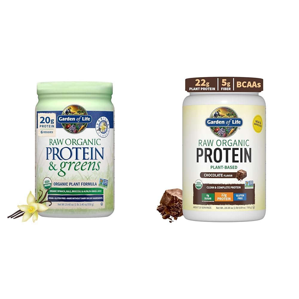 Garden of Life Raw Organic Protein & Greens Vanilla - Vegan Protein Powder for Women and Men & Vegan Protein Powder - 22g Raw Plant Protein, BCAAs, Probiotics & Digestive Enzymes
