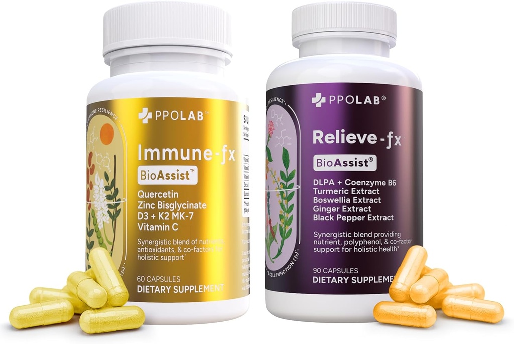 BioAssist ® Relieve- Fx + immune- fx, Recovery Relief Joint Detox Mood Immunity Lung Support Support Factors, Clean Certified ®, Non- GMO