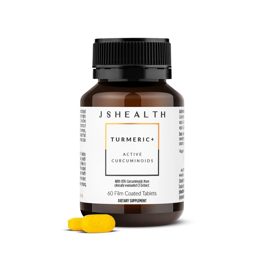 JSHealth Turmeric Curcumin Supplement with C3 Complex. 500mg Curcuminoids for Joint Support and Wellness. No Black Pepper Needed. By Nutritionist Jessica Sepel (60 Tablets)