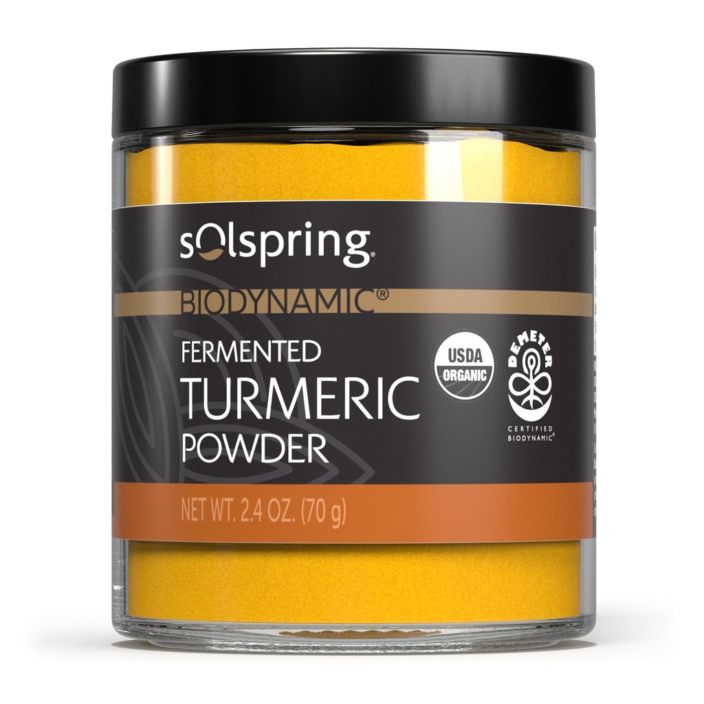 Dr. Mercola Solspring Fermented Turmeric Powder - Supports Cellular Health - Biodynamic Organic Turmeric - Enhanced Bioavailability - 2.40 oz (50 Servings)