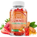Turmeric Gummies 1000mg, Organic Turmeric Curcumin Supplement with Black Pepper for Immune & Muscle Support, Sugar-Free/Vegan/Gluten-Free, Strawberry Flavor 60 Count