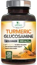 Turmeric Curcumin Supplement - 95% Curcuminoids with Glucosamine, Ginger & MSM, BioPerine Black Pepper Extract for Best Absorption, Natural Vegan Joint Support, Non-GMO, Bottled in USA - 120 Capsules