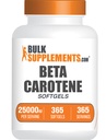BulkSupplements.com Beta Caroten 25000 IE Softgels - vitamin A tillæg, Beta Caroten Kosttilskud - for Eye Support, Gluten Free, 1 Softgel per servering, 365 Count (pakke med 1)