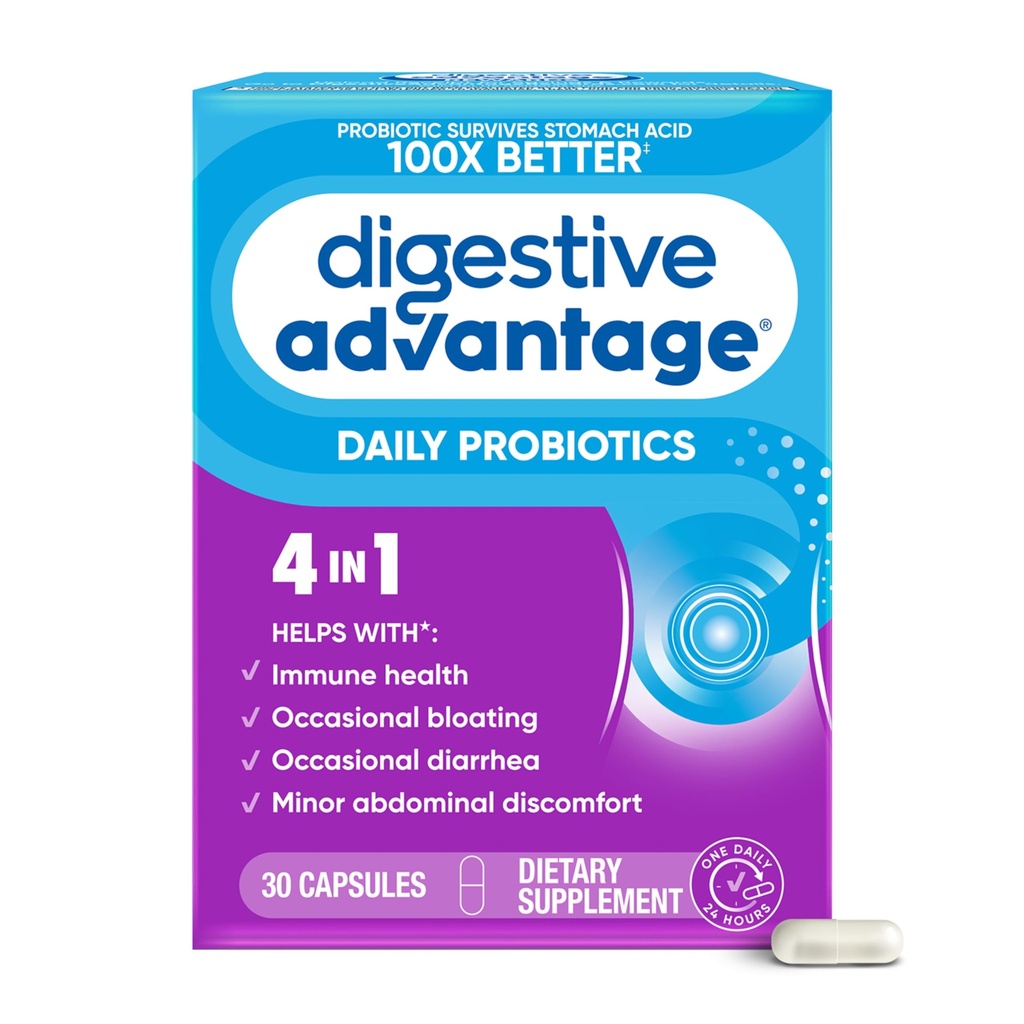 Daglig probiotisk kapsel - fordøjelsesfremmende fordel 30 kapsler, Overlever 100x bedre, Lessens Bloating, Calcium, fremmer fordøjelsessygdomme og Gut Flora, multi