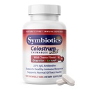 Symbiotika Colostrum 120ct Chewables Plus - Immunity Support for Adult & Kids - Lactoferrin Supplement & Colostrum Protein - Understøtter fordøjelse & Gut - 25% lgG Antistoffer, Gluten Free - Wild Cherry