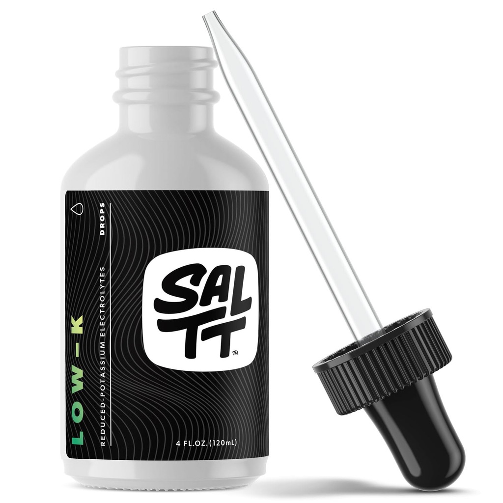 SALTT Low- K Fastende Drops • 124; Natrium og Ionic Magnesium Fasting Supplement • 124; Intermitterende Fastende Mineraltilskud • 124; Elektrolyte Replenisher • 124; 120ml Dropper Flaske