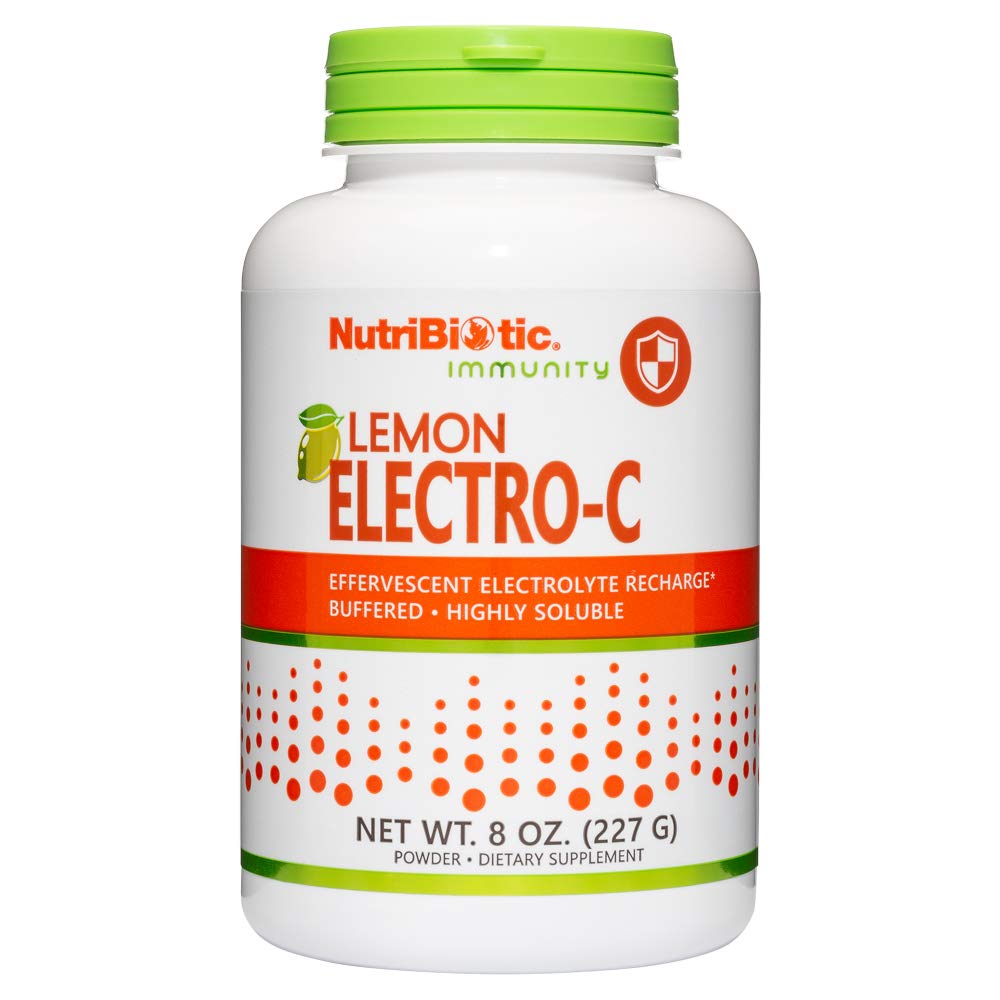NutriBiotic - Lemon Electro-C,Vitamin C & Electrolyte Powder, 8 Oz | 850 Mg Vitamin C Per Serving | Effervescent Electrolyte Recharge | Buffered & Highly Soluble | Free of Calories, Gluten & Non-GMO