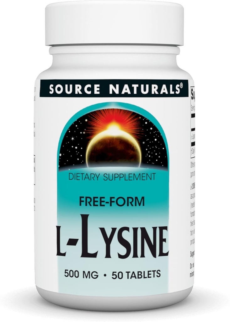 Source Naturals L- Lysin Free Form - Aminosyretilskud Understøtter energidannelse & kollagen * - 500 mg- 50 tabletter