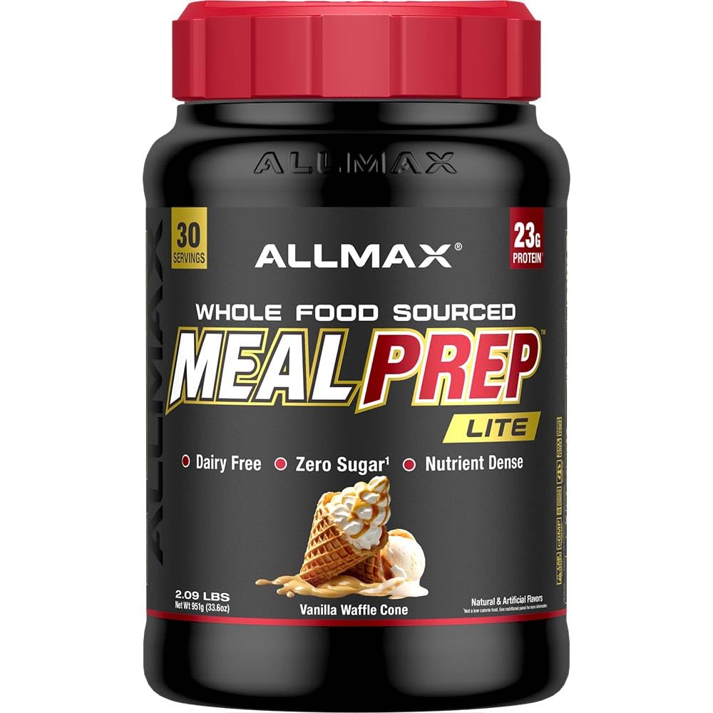 ALLMAX Nutrition MealPrep Lite Whole-Food Protein Powder, Dairy-Free, Keto-Friendly, 23g Protein, 30 Servings (Vanilla Waffle Cone)