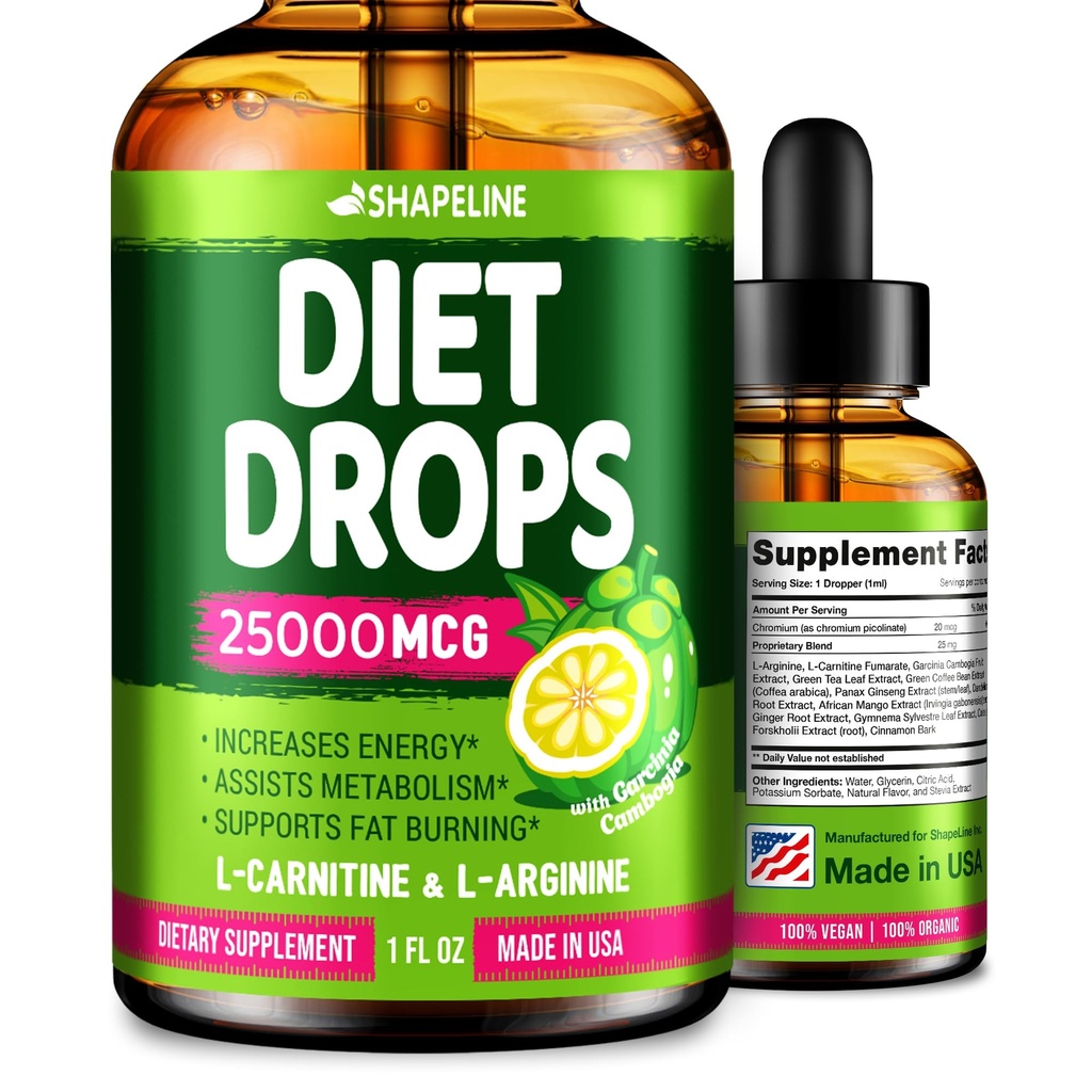 Diet Drops - Appetite Suppressant for Kvinder & Mænd - Lavet i USA - Natural Metabolisme Booster - Diet Drops med Garcinia Cambogia 1 Fl Oz
