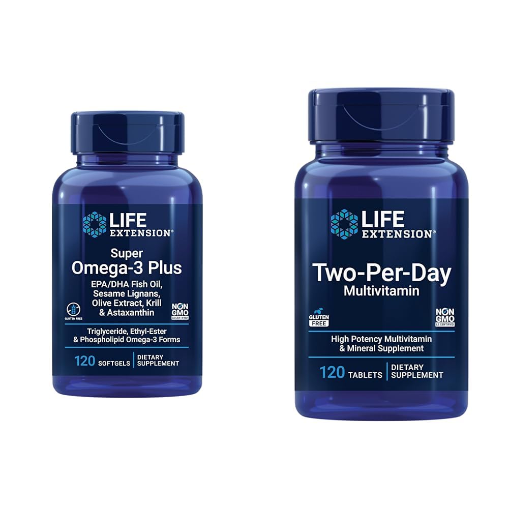 Life Extension Super Omega-3 Plus EPA / DHA Fish Oil, Sesame Lignans & Two- Per- Day High Potency Multi- Vitamin & Mineral supplement