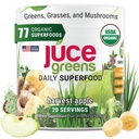 Terra Kai Organics Juce Green Superfood Powder, Organic Fruits and Veggies Supplement W / 77 Superfoods Plus Prebiotic Probiotic Blend, Høst Apple Flavor - 20 Servere (250 g)