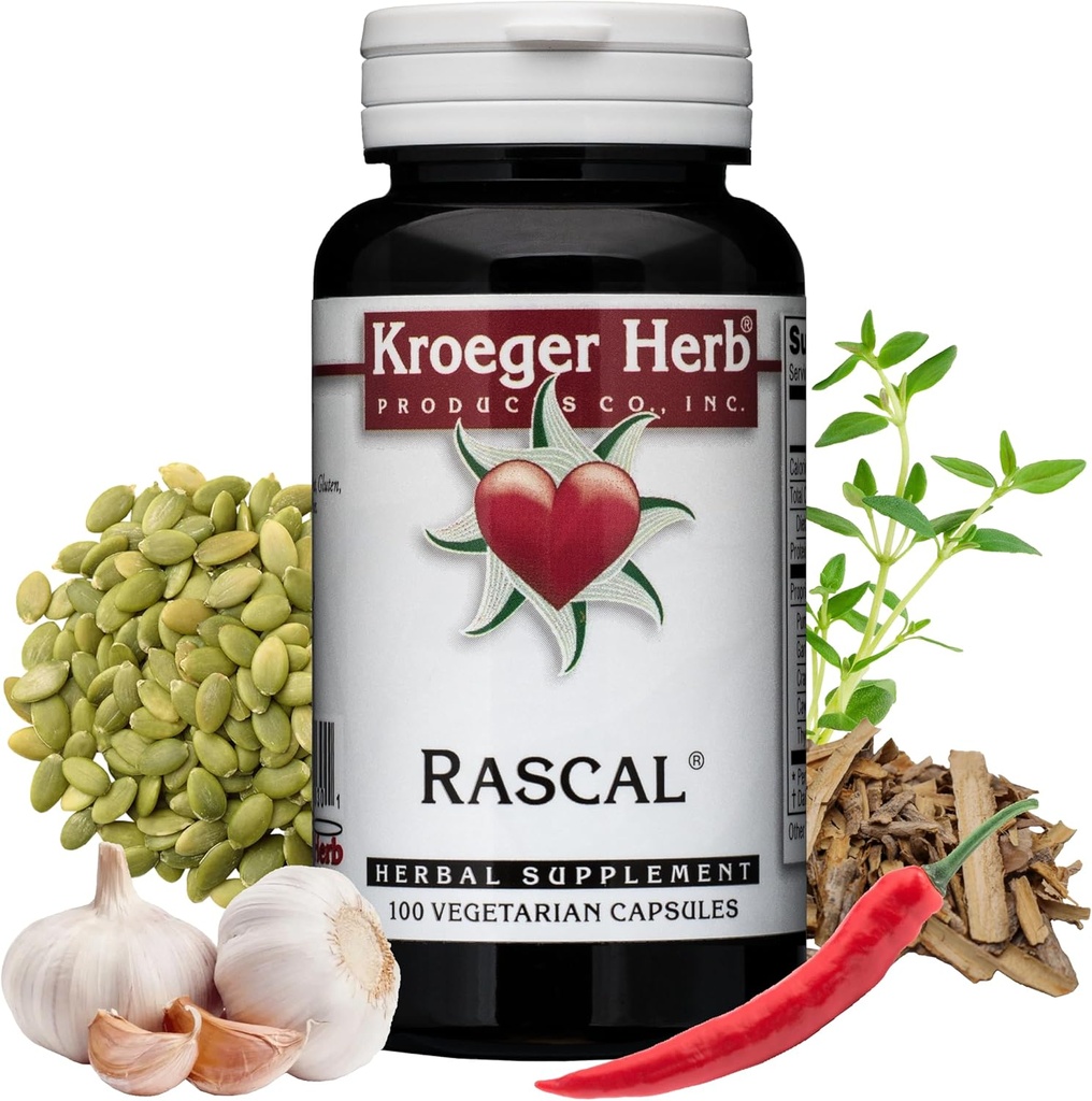 Kroeger Herb Produkter, Rascal, Cleansing, Detox, Gut Sundhed med hvidløg, Cayenne, Græskar Frø, Vegetar, Non- GMO, Gluten Free, Ingen Preservatives, Sund mikrobiel balance, Lavet i USA