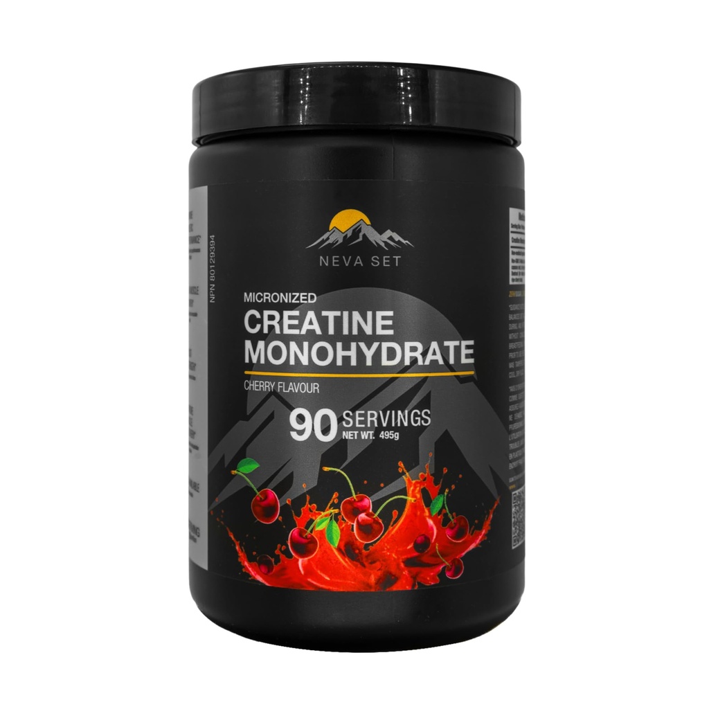 Micronized Creatine Monohydrate by NevaSet, 3-Month Supply of 5000mg Creatine supplement for muscle growth, increased strength, enhanced energy, improved athletic performance, cognitive health. Cherry
