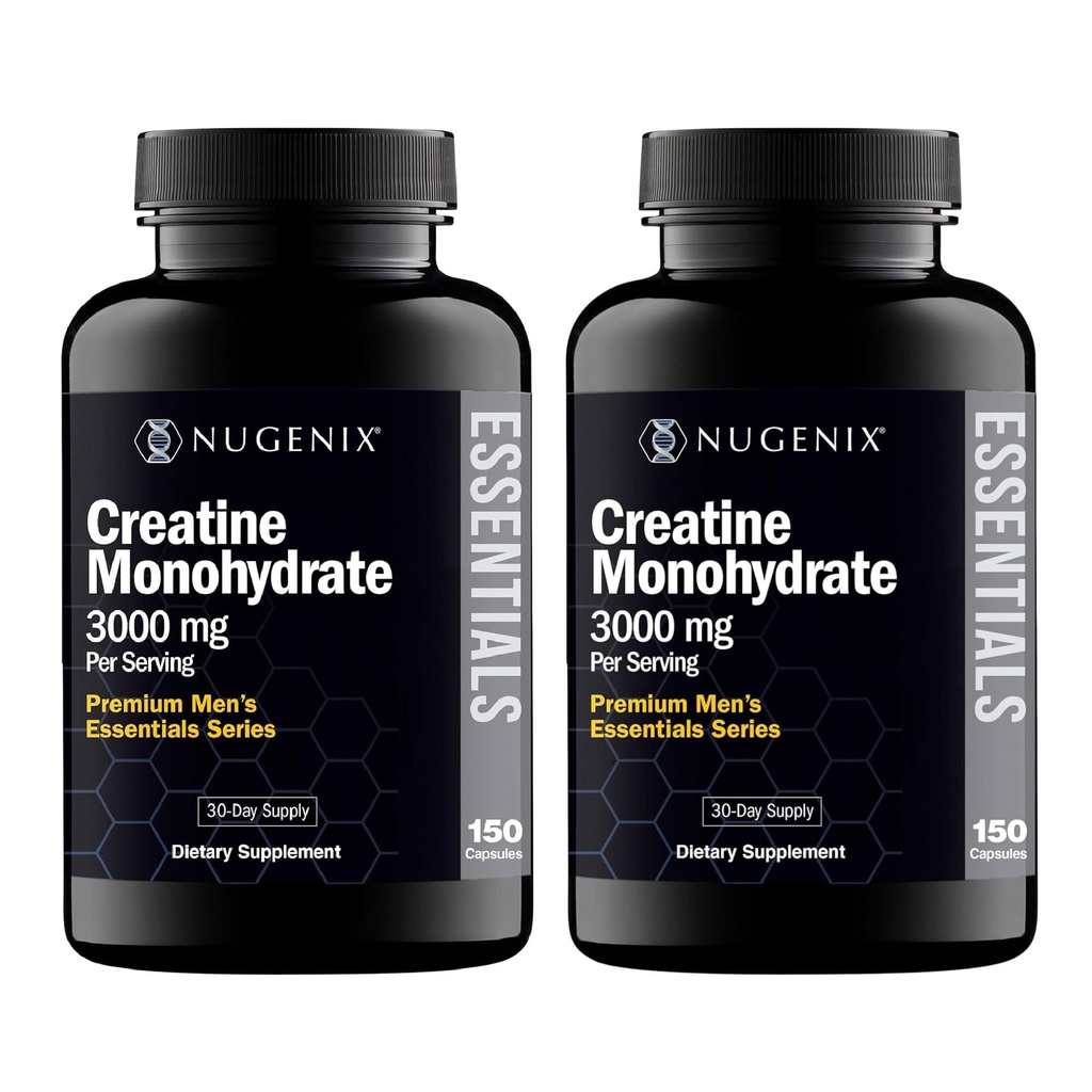Nugenix Essentials Premium Creatine Monohydrate Pills Supplement, 3000mg, 300 Capsules