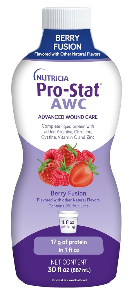 Pro- Stat- Advanced Wound Care (AWC), Koncentreret flydende protein medicinsk mad - Berry Fusion Flavor, 30 Fl Oz flaske