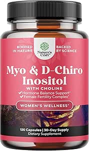 Myo-Inositol & D-Chiro Inositol Capsules - Choline Inositol Supplement for Cycle and Fertility Support - Womens Hormone Balance Supplement with Myo & D-Chiro Inositol Plus Choline Bitartrate