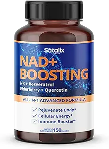 SOTALIX Supplement NAD + Boosting All- in-1 Advanced Formel med NR, Resveratrol, Elderberry, Quercetin - immunbooster, Total Well- Being- USA Made & Testet (150 Count (pakke med 1))
