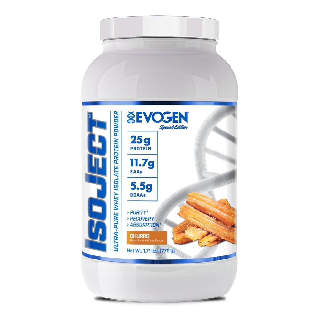 Evogen Isoject - Whey Protein Isolate | Ultra-Pure Whey Protein Powder with Ignitor Enzymes, BCAAs, and EAAs | Enhanced Absorption & Recovery | Churro | 25 Servings
