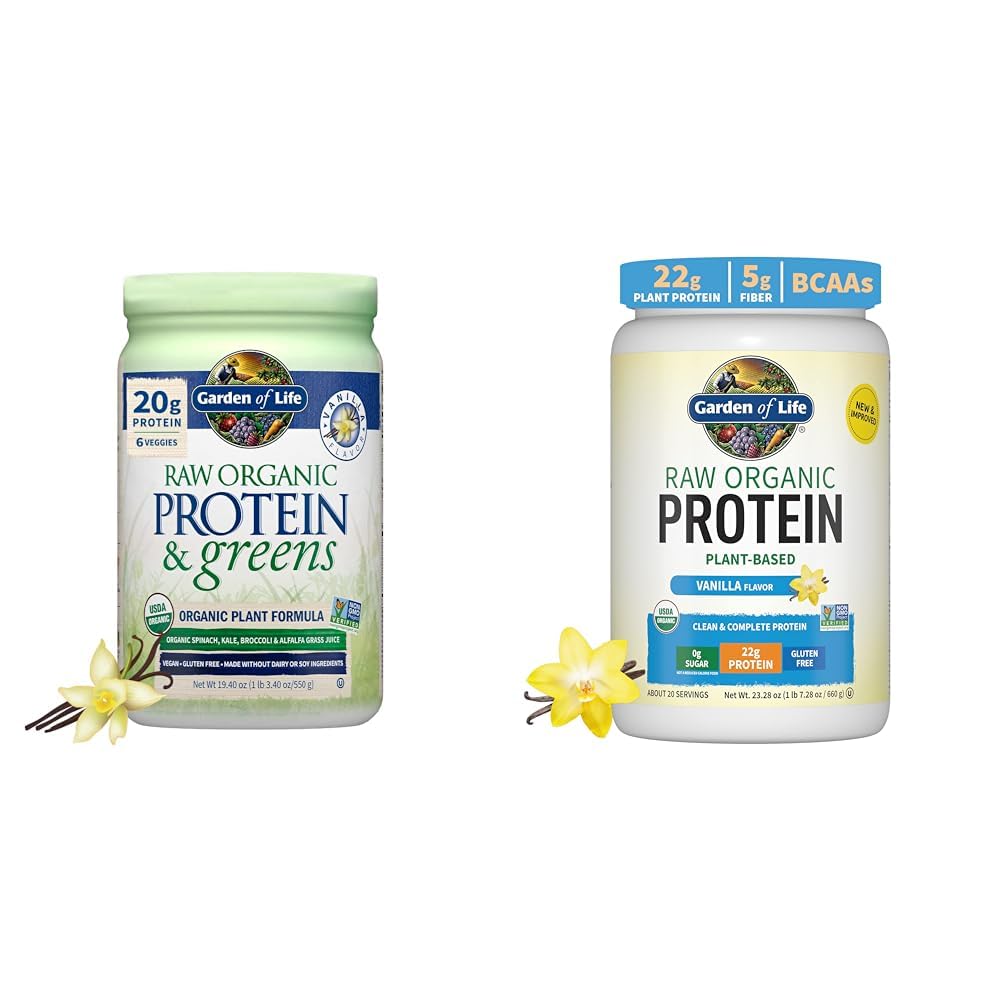Garden of Life Raw Organic Protein & Greens Vanilla & Organic Vegan Vanilla Protein Powder