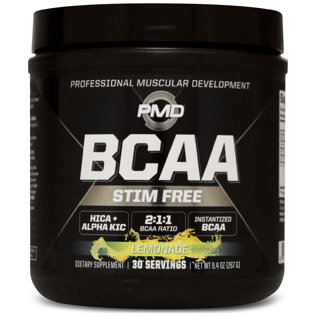 PMD Sports BCAA Stimulerende gratis aminosyrer - bedre workout ydeevne, forbedret inddrivelse, Daglig energi, Muscle Builder, og Muscle Sparing - BCAA Powder Drink Mix - Lemonade (30 Servere)