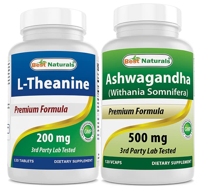 Best Naturals L-Theanine 200mg & Ashwagandha Extract 500 Mg